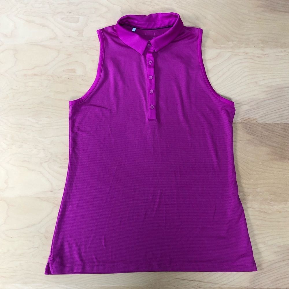 Under Armour Pink Fitted Sleeveless Athletic Polo Golf Tank Medium
